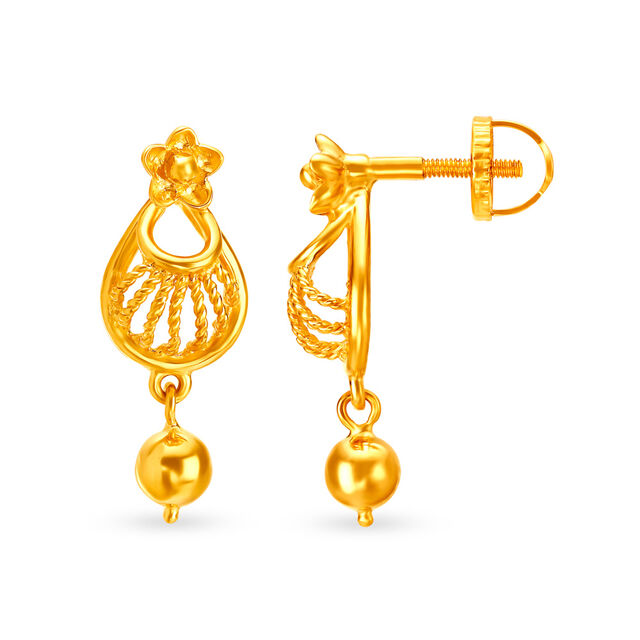 Chic Floral Gold Drop Earrings,,hi-res 2