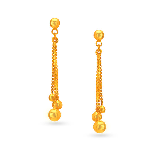 Traditional Chain Embellished Gold Drop Earrings 