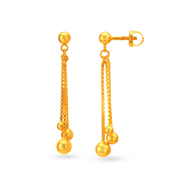 Traditional Chain Embellished Gold Drop Earrings 2