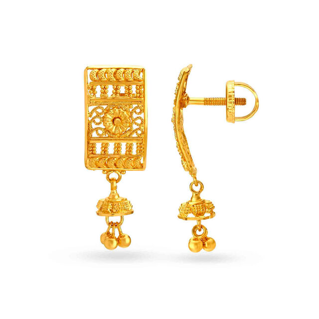 Elongated Gold Drop Earrings 2