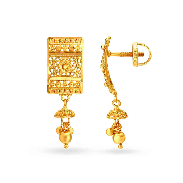 Radiant Traditional Gold Drop Earrings,,hi-res 2