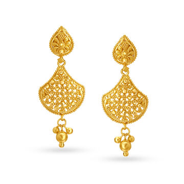 Ornate and Exquisite Floral Gold Drop Earrings