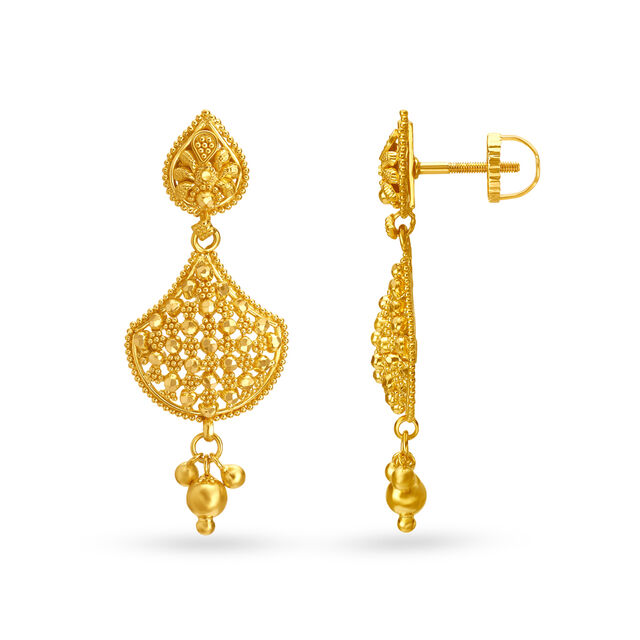 Ornate and Exquisite Floral Gold Drop Earrings,,hi-res 2
