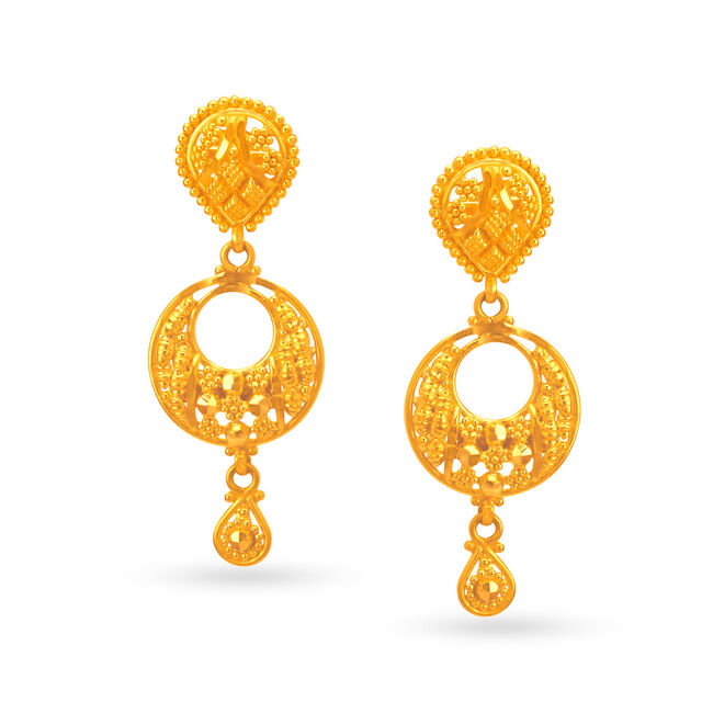 Glamorous Rawa Work Chand Bali Drop Earrings,,hi-res