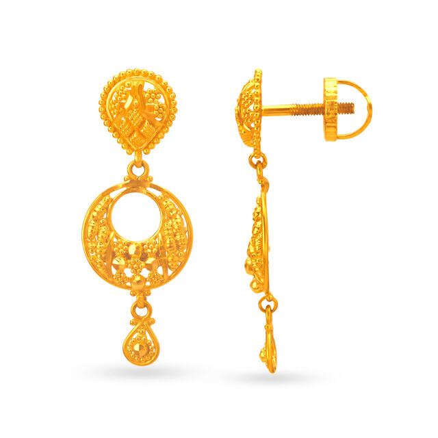 Glamorous Rawa Work Chand Bali Drop Earrings,,hi-res