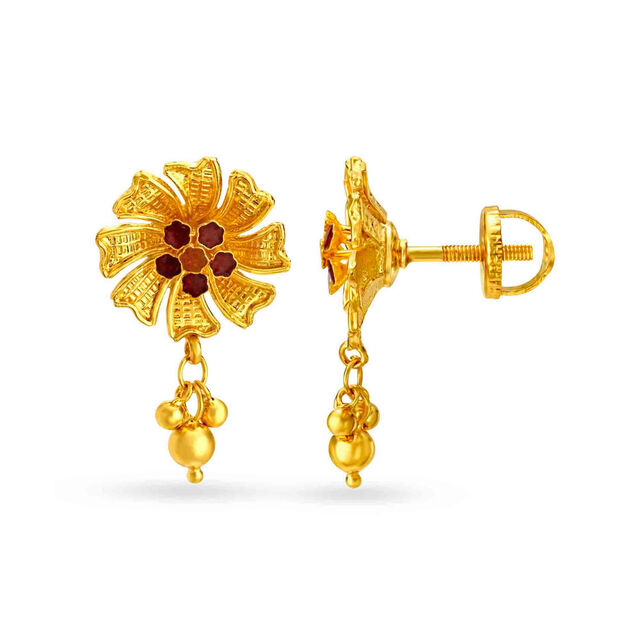 Exuberant 22 Karat Yellow Gold Floral Drops,,hi-res
