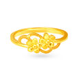 Dainty 18 Karat Yellow Gold Flower Finger Ring 2