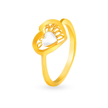 Delicate 22 Karat Yellow Gold Heart Finger Ring
