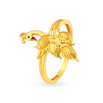 Vivacious 22 Karat Yellow Gold Peacock Finger Ring