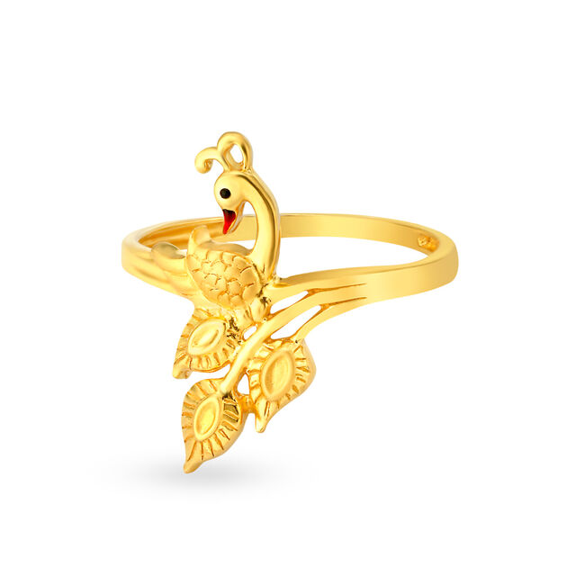 Vivacious 22 Karat Yellow Gold Peacock Finger Ring,,hi-res