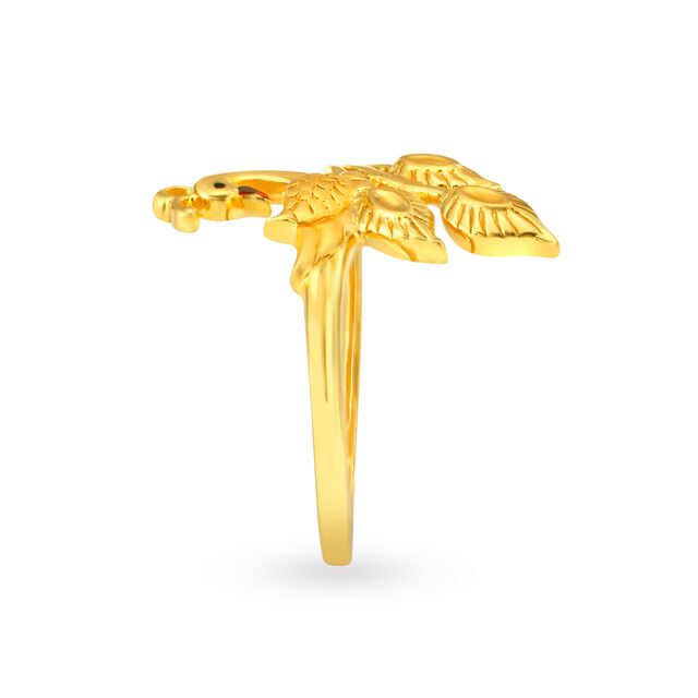 Vivacious 22 Karat Yellow Gold Peacock Finger Ring,,hi-res
