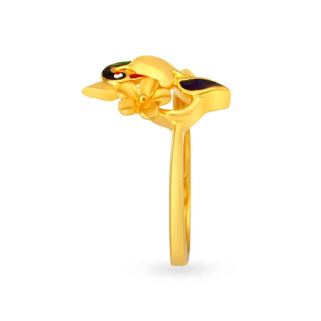 Majestic Exuberant Peacock Motif Gold Finger Ring 4