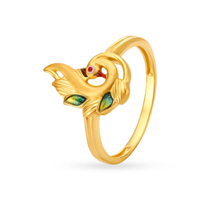 Vivacious 22 Karat Yellow Gold Peacock Finger Ring,,hi-res