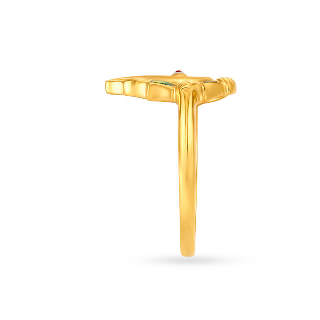 Vivacious 22 Karat Yellow Gold Peacock Finger Ring,,hi-res