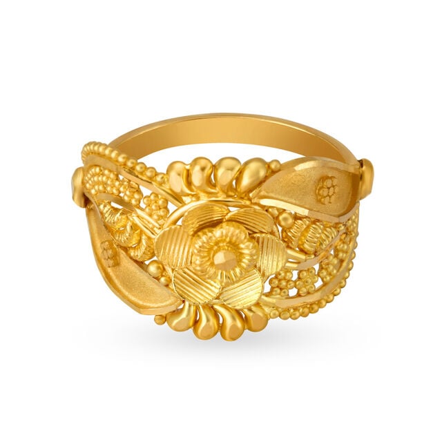 Opulent Floral Gold Ring,,hi-res 2