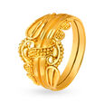 Embellished 22 Karat Yellow Gold Beaded Leaf Ring,,hi-res 