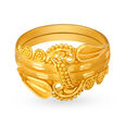 Embellished 22 Karat Yellow Gold Beaded Leaf Ring,,hi-res 2