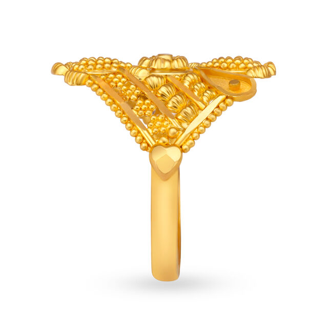 Traditional 22 Karat Yellow Gold Beaded Flower Ring,,hi-res 3