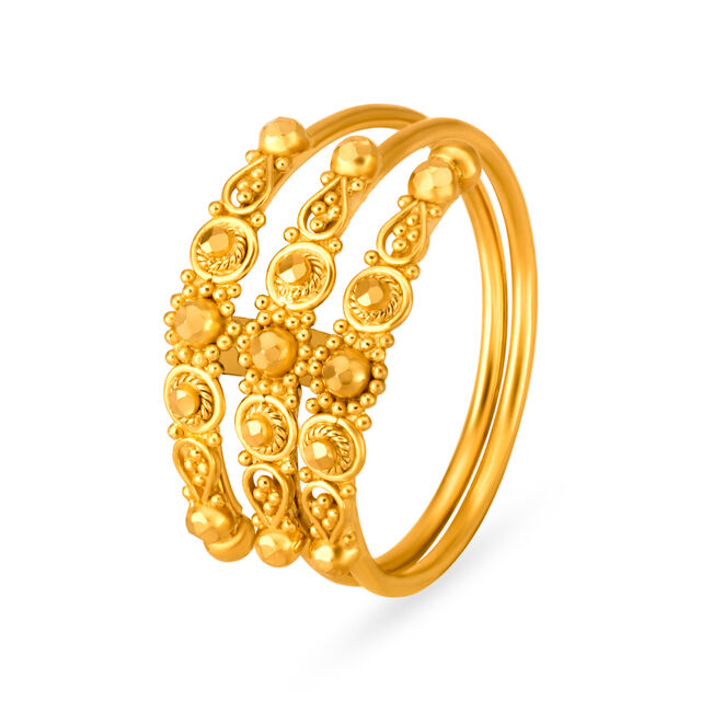 Opulent 22 Karat Yellow Gold Spiral Beaded Ring,,hi-res 