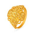 Elaborate 22 Karat Yellow Gold Floral Beaded Ring,,hi-res 