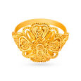 Elaborate 22 Karat Yellow Gold Floral Beaded Ring,,hi-res 2