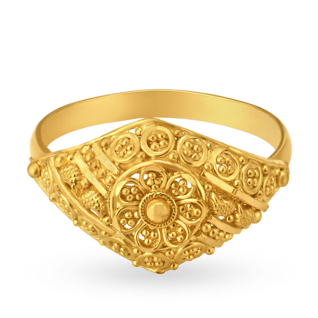Floral Filigree Gold Finger Ring,,hi-res 3
