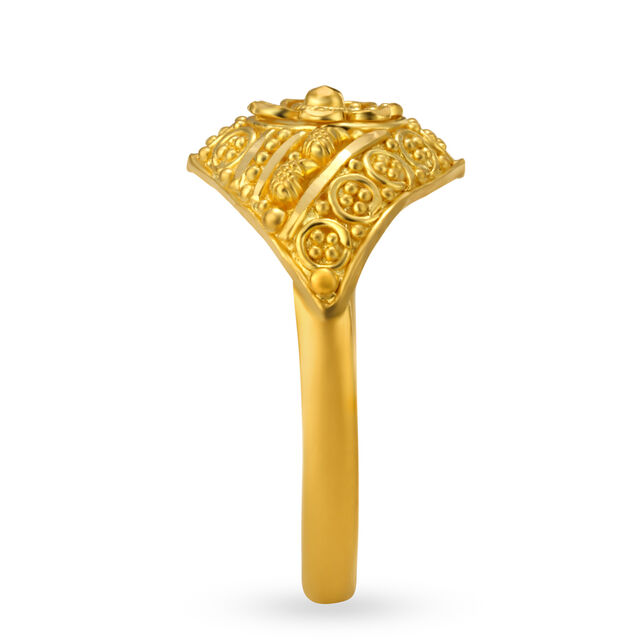 Floral Filigree Gold Finger Ring,,hi-res 4