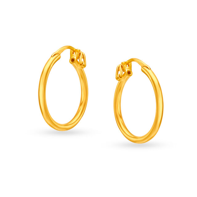 Timeless 22 Karat Yellow Gold Hoop Earrings,,hi-res