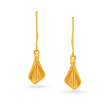 Stylish 18 Karat Yellow Gold Dangling Petal Hoop Earrings