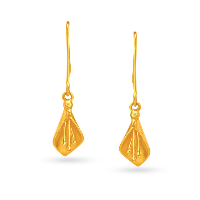Stylish 18 Karat Yellow Gold Dangling Petal Hoop Earrings 