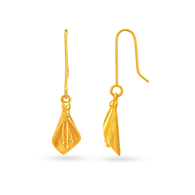 Stylish 18 Karat Yellow Gold Dangling Petal Hoop Earrings 2
