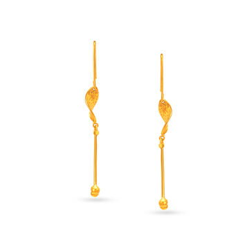 Dainty 22 Karat Yellow Gold Tasselled Hoop Earrings