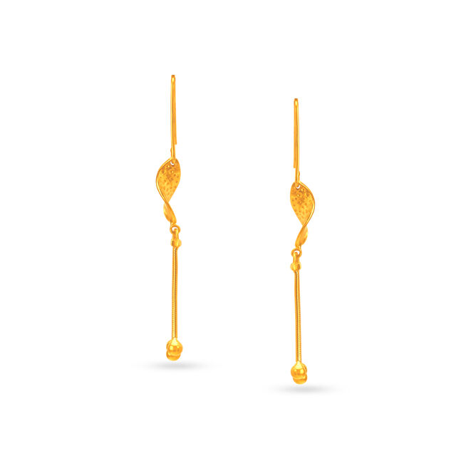 Dainty 22 Karat Yellow Gold Tasselled Hoop Earrings,,hi-res 