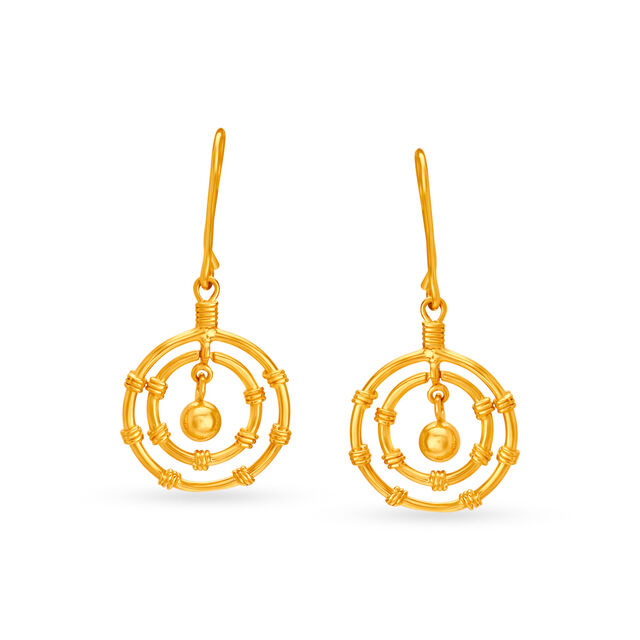 Aesthetic 22 Karat Yellow Gold Ringed Hoops,,hi-res 2