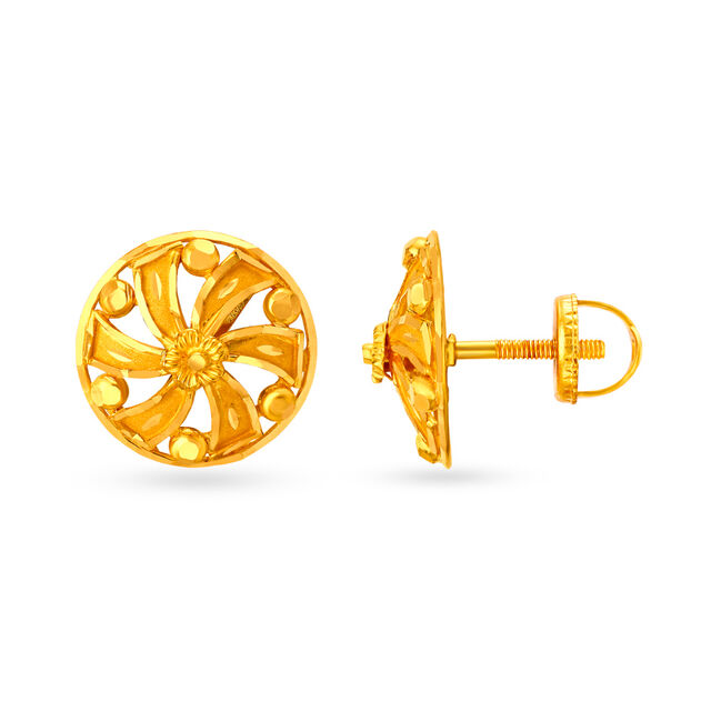 Stunning 22 Karat Yellow Gold Floral Stud Earrings 2