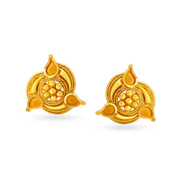 Gorgeous 22 Karat Yellow Gold Floral Studs