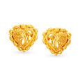 Shimmering 22 Karat Yellow Gold Heart Studs 