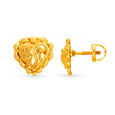 Shimmering 22 Karat Yellow Gold Heart Studs 2