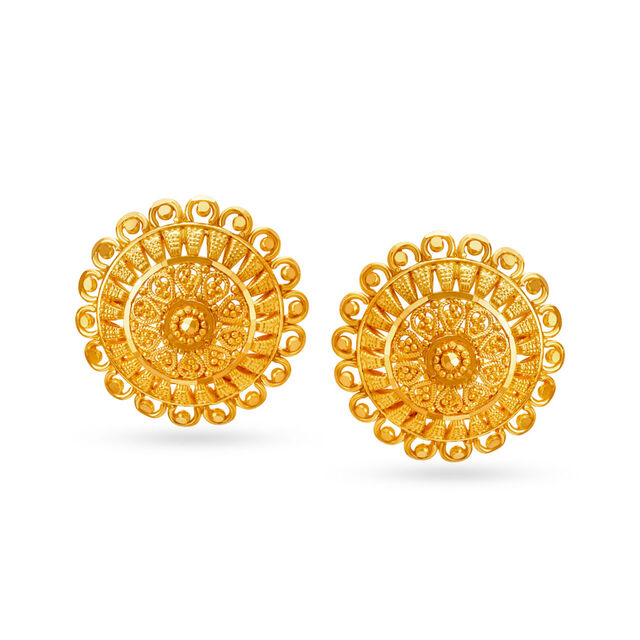 Alluring 22 Karat Yellow Gold Floral Studs