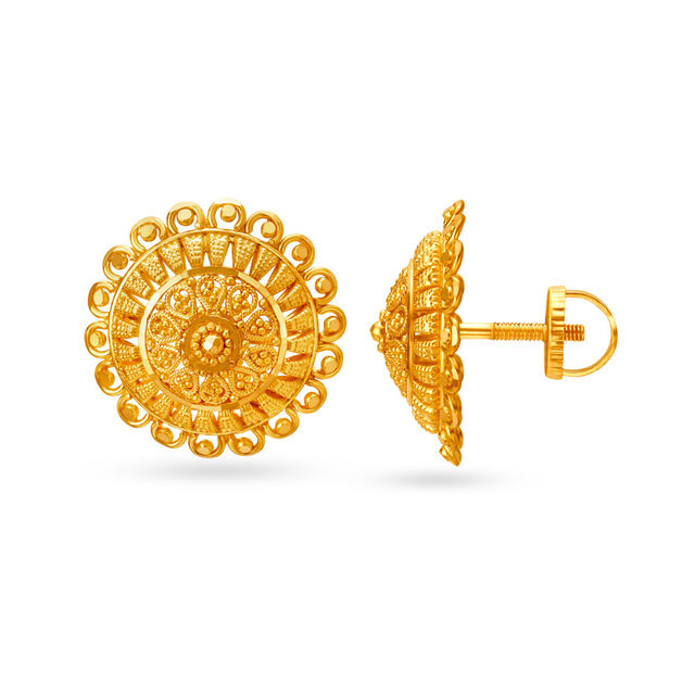Alluring 22 Karat Yellow Gold Floral Studs
