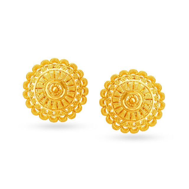 Enchanting 22 Karat Yellow Gold Beaded Studs