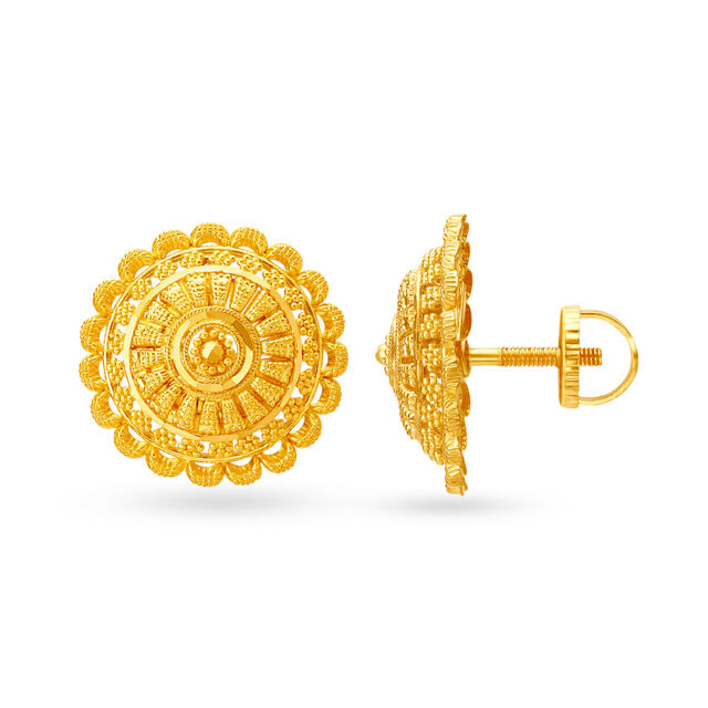 Enchanting 22 Karat Yellow Gold Beaded Studs