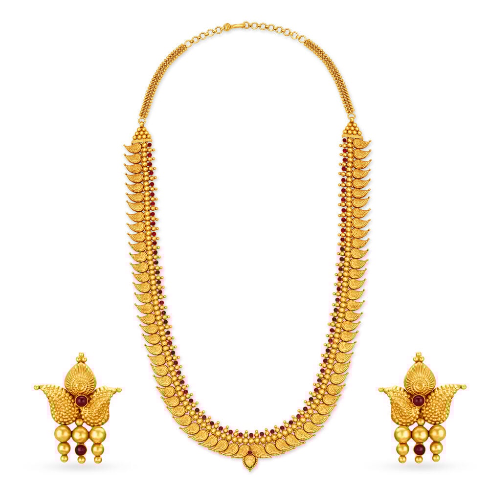 Buy Remarkable Gold Mango Mala Set for the Tamil Bride at Best Price Tanishq US