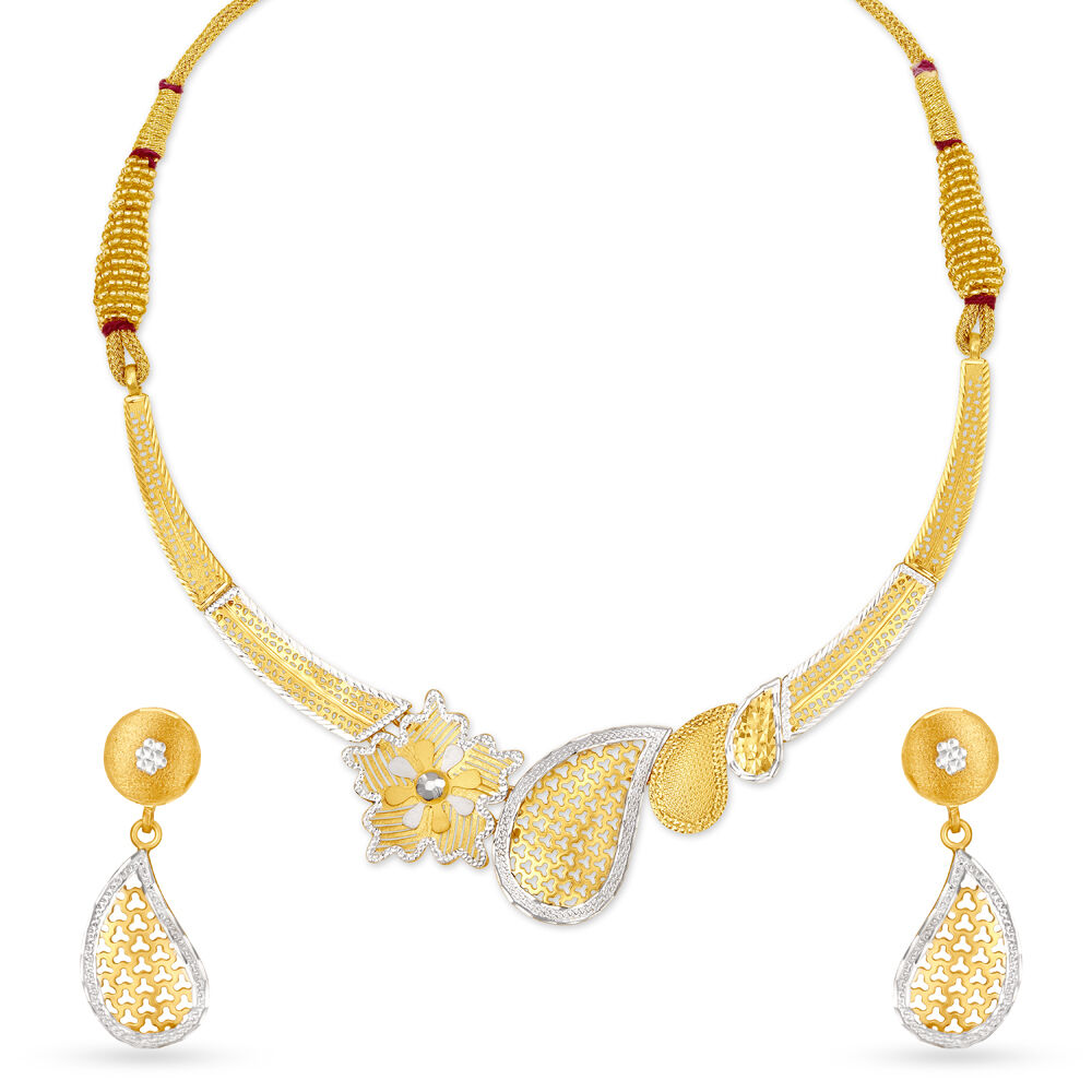 Buy Dazzling Gold Neckwear Set at Best Price Tanishq UAE