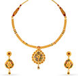 Radiant 22 Karat Yellow Gold Floral Teardrop Necklace And Earrings Set 