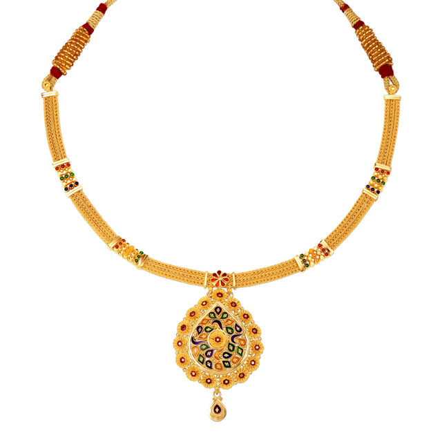 Radiant 22 Karat Yellow Gold Floral Teardrop Necklace And Earrings Set 2