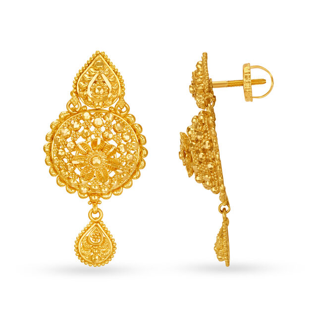 Splendid 22 Karat Yellow Gold Teardrop Danglers,,hi-res 2