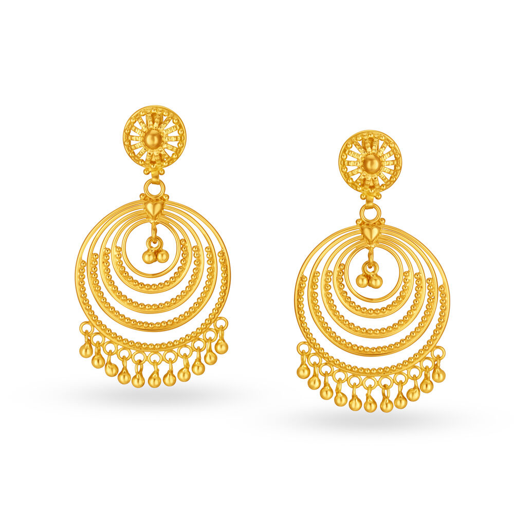 Buy Traditional Gold Chand Bali Drop Earrings at Best Price Tanishq US