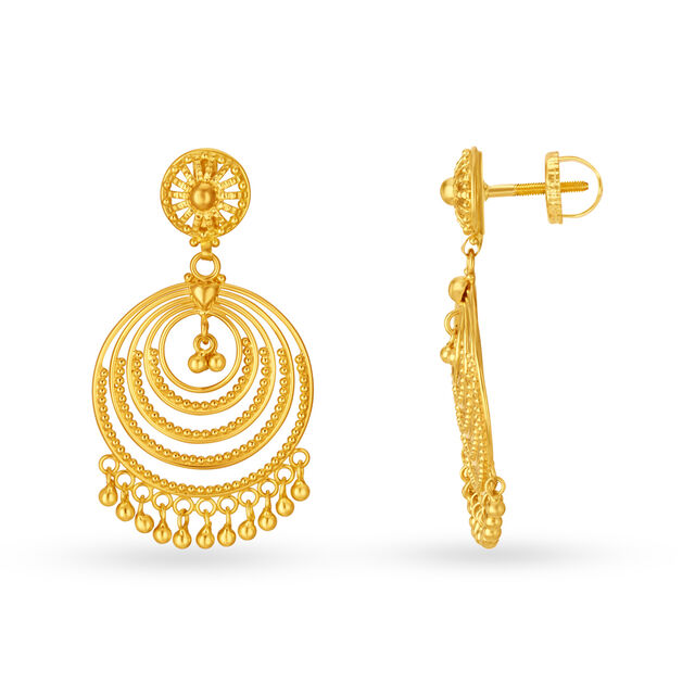 Traditional Gold Chand Bali Drop Earrings,,hi-res 2