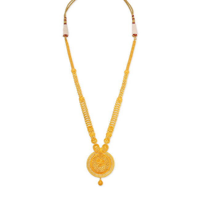 Spectacular Yellow Gold Beaded Disc Haaram 